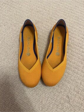 Rothy’s The Flat LemonDrop Mustard Yellow Knit Flats Women’s Size 7.5 w/ Box